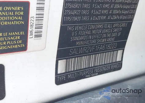 2015 Land Rover Range Rover Sport 3.0L V6 Supercharged Hse из США, поврежденный, VIN SALWR2VF1FA618223